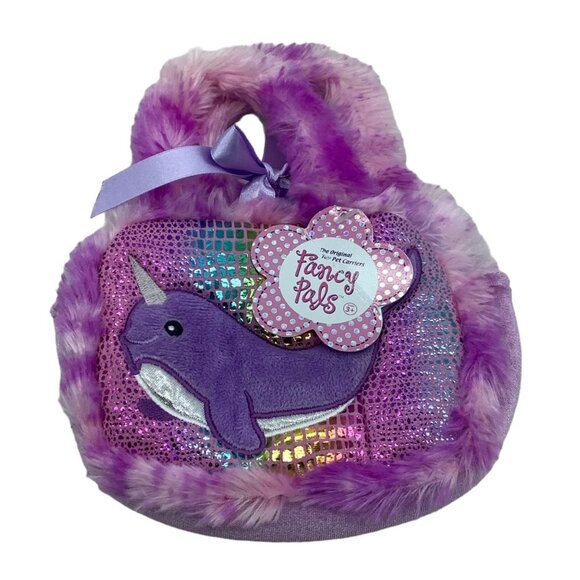 Aurora Fancy Pals Narwhale Purse Handbag Plush Soft Fuzzy Mermaid Scales 9" x 7" - Picture 1 of 6